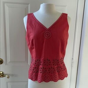 Vintage Never worn Linen/cotton sleeveless embroidered top